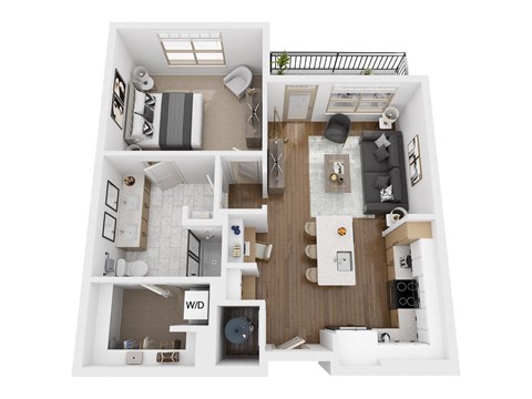 Floor plan for 1 bed, 1 bath, 773 sqft